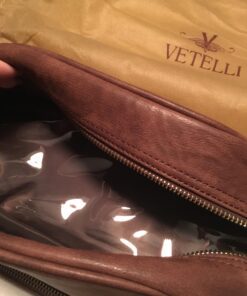 Vetell Classic Men's Leather Toiletry Bag and Dopp Kit with Upper and Lower Zippered Compartments, 2 Mesh Bottle Pouches, and Carrying Handle - The Best Gift for Men. 53 71HD9Tx 11L