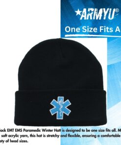 Army Universe Black EMS EMT Emergency Medical Star of Life Knit Winter Acrylic Watch Cap Hat 9 71HDDappkoL