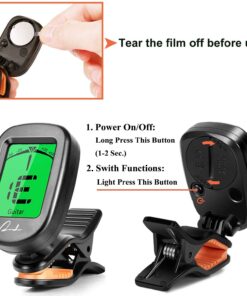 Ranch Guitar Tuner Clip On for Acoustic/Electric Guitar, Ukulele, Violin, Bass, Banjo & Chromatic Tuning Modes - Classical Black 19 71HDwAY OWL 2