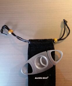 Alaska Bear® Cigar Cutter Stainless Steel Guillotine Double Cut Blade in Black Gift Pouch 49 71HEarbgtqL