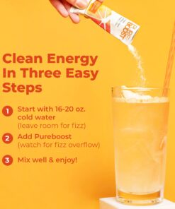 Pureboost Clean Energy Drink Mix + Immune System Support. Sugar-Free Energy with B12, Multivitamins, Antioxidants, Electrolytes (Citrus Sunrise, 30 Count) Citrus Sunrise 32 71HFrRInruL