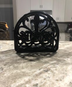 Fleur De Lis Design Cast Iron Napkin Holder, By Home Basics (Black) / Napkin Holders For Kitchen/Table Napkin Holder With Non-Skid Feet/Doubles As Storage For Small Papers Black 34 71HGD7qAGuL