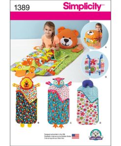 Simplicity 1389 Children's Animal Themed Sleeping Bag Sewing Patterns, One Size Only