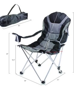ONIVA - a Picnic Time brand Reclining Camp Chair, Beach Chair for Adults, Sports Chair with Carry Bag Black/Gray 11 71HGoVCIBL