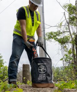 Klein Tools 5104FR Canvas Bucket, Flame-Resistant Tool Bucket Made of No. 4 Canvas, with Double-Reinforced Bottom, 100-Pound Load Rated Standard 12 71HHK049QVL
