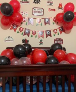 Woodland Reindeer Happy Birthday Banner Pennant Camping Party Banner 25 71HIb0X2fL