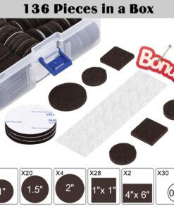 Alternative view of Felt Furniture Pads 136 Pieces, Furniture Pads for Hardwood Floors, 5mm Thick Floor Protectors for Furniture Legs, Felt Pads for Furniture, Floor Savers for Furniture in a Case 136pcs Brown