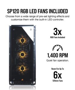 Corsair CORSAIR Crystal 570X RGB Mid-Tower Case, 3 RGB Fans, Tempered Glass - Mirror Black (CC-9011126-WW) 48 71HJllkfVDL