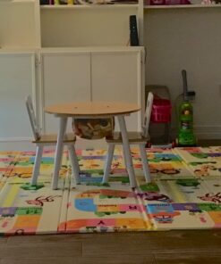 KidKraft Wooden Round Table & 2 Chair Set with Center Mesh Storage - Natural & White, Gift for Ages 3-6 35 71HLUk4OHrL