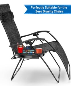 Keten Zero Gravity Chair Tray, Upgraded Version Cup Holder for Zero Gravity Chair Large Utility Clip On Chair Table/Tray for Carrying iPhone 7Plus/ iPad/Water Cups/Books (Black) 26 71HMIBRmalS