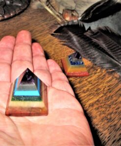 CHAKRA PYRAMID STONE w/ 7 Chakra Stones ~ Red Jasper, Aventurine, Golden Quartz, Amethyst ~ 30-40mm Size by Shambala Shop 27 71HMTYRLikL