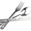 SE 4-in-1 Detachable Stainless Steel Utensil Set - Spoon, Fork, Knife, Bottle Opener - 6.5" Length, Compact for Camping, Hiking, Travel - Includes Clear Pouch - KC7043FSK 19 71HMgC szL