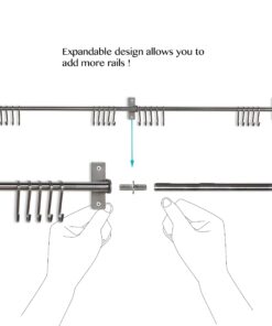 Wallniture Lyon 31.5" Wall Mount Kitchen Utensil Holder With 10 S Hooks For Hanging Pots and Pans Set 30 71HNGW6qbfL