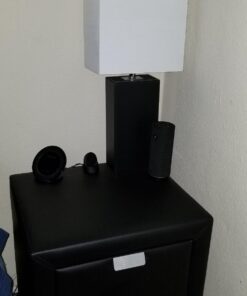 Elegant Designs LT1025-BLK Modern Leather Table Lamp with White Fabric Shade, Black 1 42 71HOU1NdkKL