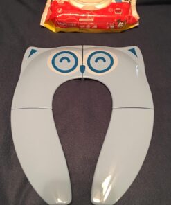 Gimars Upgrade Non-Slip Easily Removed Foldable Travel Potty Seat for Toddlers & Kids, Portable Toilet Seat Cover Fits All Shape Toilets, 6 Large Non-slip Silicone Pads, Free Carry Bag Blue 50 71HP56V OgL