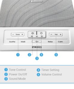 HoMedics Deep Sleep I Therapy Machine | White Noise Device, Timer, Dual Speakers, Adjustable Tone & Volume | 4 Soothing Sounds, Masks Distractions, Sleep Therapy, Adapter or Battery Operated 7 71HQAPb7MbL