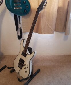 On-Stage GS7462B Professional A-Frame Guitar Stand (Holds Electric, Acoustic, and Bass Guitars, Small Amps, and Mixers, Stepped Yoke, Nonslip Padding, Rubber Feet, Folding, Portable, Storage, Display) Black 20 71HRd2EPL3L