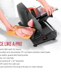 Chefman Die-Cast Electric Meat & Deli Slicer, A Powerful Machine with Adjustable Slice Thickness, Stainless Steel Blades & Safe Non-Slip Feet To Easily Cut Ham, Cheese, Bread, Fruit & Veggies At Home 33 71HSaMnk13L 3