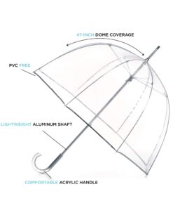 Totes Signature Clear Bubble, Rain & Windproof Umbrella - Perfect for Weddings, Travel and Outdoor Events - Curved Handle with Deluxe Finish, in Transparent or Colorful Design Options 24 71HTpXRZLyL 3