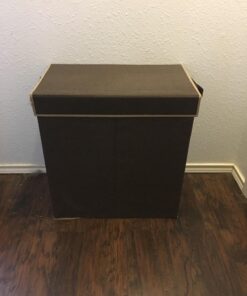 Household Essentials 5614 Double Hamper Laundry Sorter with Magnetic Lid, Brown Coffee Linen 47 71HU1MlKHkL