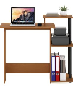 Furinno Efficient Home Laptop Notebook Computer Desk with Square Shelves, Light Cherry/Black Plastic Poles-Square Side 32 71HUr4sEyXL