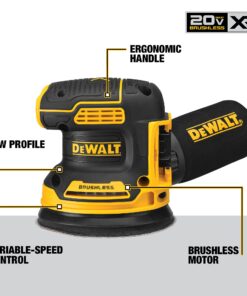 DEWALT 20V MAX Orbital Sander, 12,000 OPM, Brushless Motor for Extra Long Run Time, Bare Tool Only (DCW210B) 34 71HXB41rS