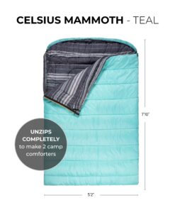 Alternative view of TETON Sports Mammoth Queen Size Sleeping Bag- Double Sleeping Bag – A Warm Bag The Whole Family can Enjoy – Great Sleeping Bag for Camping, Hunting and Base Camp. Compression Sack Included Teal Mammoth 0F