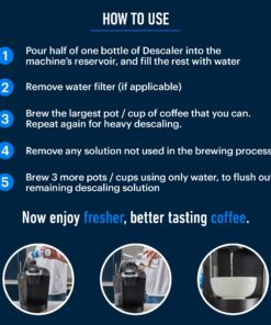 Coffee Machine Descaler - 2 Uses - Descaling Solution for Nespresso Breville Keurig Jura & More - USA Made Cleaner For All Coffee Machines, Glass Pot Cleaner and Espresso Makers 8 Fl Oz (Pack of 1) 19 71HYaKYQaxL