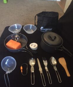 Bisgear 16pcs Camping Cookware Backpacking Stove Mess Kit – Camping Cooking Set - Camping Pots and Pans Set - Camping Accessories Equipment - Backpacking Supplies Survival Gear Black 53 71HZiPqIDQL