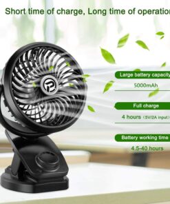 Alternative view of F170 Clip On Fan - Auto Rotation Personal Fan - 5000 mAh Battery Operated Fan, USB Desk Fan Stepless Speeds Control, Powerful Airflow for Hurricane, Camping, Office, Car