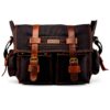 Messenger Bag for Laptop Vintage Canvas Leather Crossbody Satchel Shoulder Computer Bag Travel Office Messenger Bag 14 inch Black 17 71HdGeQGAmL