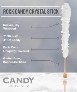Candy Envy Light Blue and White Rock Candy Crystal Sticks - 24 Indiv. Wrapped - Cotton Candy & Original Sugar Flavored 24 count 26 71HdPVD2VCL