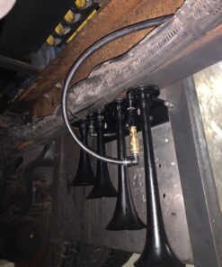 Vixen Horns Train Horn for Truck/Car. 4 Air Horn Black Trumpets. Super Loud dB. Fits 12v Vehicles like Semi/Pickup/Jeep/RV/SUV VXH4124B Quad Trumpet In-Line Black 28 71HddIHiA7L