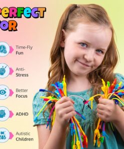 Alternative view of UpBrands 48 Fidget Toys Friendship Zipper Bracelets 7 ½”, Party Favors for Kids, Sensory Bulk Set Neon Colors, Kit for Valentines, Birthday, Goodie Bag, Easter Egg Basket Stuffers, Pinata Fillers Original 7 1/2-Inch'