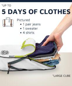 Compression Packing Cubes for Travel - Luggage and Backpack Organizer Packaging Cubes for Clothes (White and Green, 2 Piece Set) 2Piece White and Green 34 71Hdm6d3hL