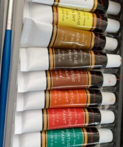 Acrylic Paint Set for Adults and Kids - 12 Pack of 12mL Paints with 3 Art Brushes, Non-Toxic Craft Paint, Halloween Pumpkin Painting Kit - Canvas, Ceramic, Rock Paint - Art Supplies 0.4 Fl Oz (Pack of 12) 44 71HeHvtP84L