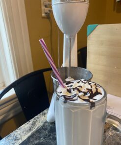 Hamilton Beach 727B DrinkMaster Electric Drink Mixer, Restaurant-Quality Retro Milkshake Maker & Milk Frother, 2 Speeds, Extra-Large 28 oz. Stainless Steel Cup, White 20 71HgNYwomTL