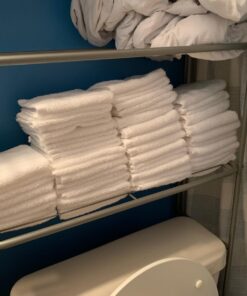 Amazon Basics Fast Drying Bath Towel, Extra Absorbent, Terry Cotton Washcloth, 12 x 12 Inch, White - Pack of 60 26 71Hgm9PPyJL