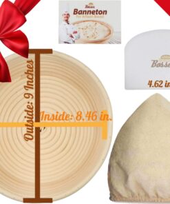 Alternative view of 9 Inch Bread Banneton Proofing Basket - Baking Bowl Dough Gifts for Bakers Proving Baskets for Sourdough Bread Scraper Tool Starter Proofing 9 inch White Scraper