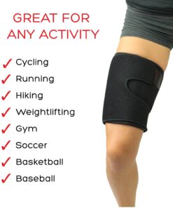 Adjustable Thigh Brace Support, Quadriceps Support and Thigh Wraps for Men and Women. Unisex Breathable Neoprene Non-Slip Hamstring Compression Sleeve 9 71HjPsiJlrL