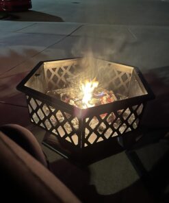 Best Choice Products Hex-Shaped 24in Steel Fire Pit, Black Metal Wood Burning Firepit, Portable Hexagon Fire Bowl for Outside, Patio, Backyard w/Flame-Retardant Mesh Lid 26 71HkguhYFnL
