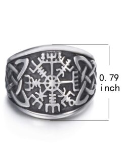 ELFASIO Men Stainless Steel Rings Viking Valknut Vegvisir Pirate Compass Norse Symbol Vintage Jewelry Size 8-13 Silver Black A 8 71HloaRdKoL