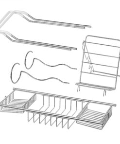 iPEGTOP Stainless Steel Bathtub Caddy Tray - Over Bath Tub Racks Shower Organizer with Extending Sides, Removable Wine Glass Book Holder 29 71HnCPYRAPL