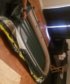 INTEX Seahawk Inflatable Boat Series: Includes Deluxe Aluminum Oars and High-Output Pump – SuperStrong PVC – Fishing Rod Holders – Heavy Duty Grab Handles – Gear Pouch Seahawk 4 Boat Set 37 71HnIF6trdL