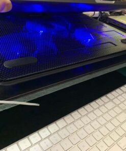 TECKNET Laptop Cooling Pad, Portable Slim Quiet USB Powered Laptop Notebook Cooler Cooling Pad Stand Chill Mat with 3 Blue LED Fans, Fits 12-17 Inches (Black) Black 39 71HnysbrhgL