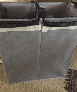 Household Essentials 5614 Double Hamper Laundry Sorter with Magnetic Lid, Brown Coffee Linen 38 71HouamiJNL