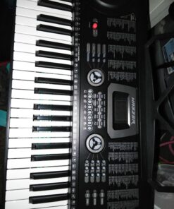 Hamzer 61-Key Electronic Piano Electric Organ Music Keyboard with Stand, Microphone, & Sticker Sheet - Black 28 71Hq98u5RL