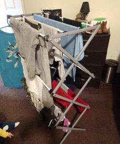 Honey-Can-Do Deluxe Metal Collapsible Clothes Drying Rack, 50 lbs, 29" x 14.2" x 42.1", White & Grey White and Grey 47 71Hr4nOgZ3L 2