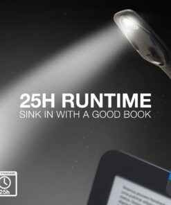 Energizer Clip on Book Light for Reading in Bed, LED Reading Light for Books and Kindles, 25 Hour Run Time, Kindle & Book Reading Lamp (Batteries Included), Black Portable Black (Battery-Powered) 24 71HrumdKFYL 2