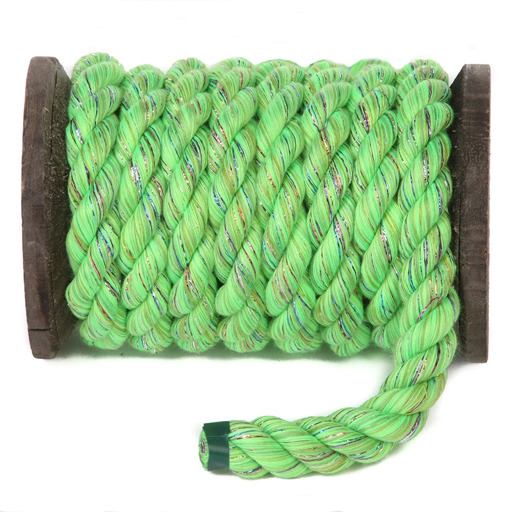 Ravenox Natural Twisted Cotton Rope | Made in The USA | Strong Triple-Strand Cordage for Sports, Décor, Pet Toys, Crafts, Macramé & Indoor Outdoor Use| by The Foot & Diameter (Multiple Color) Lime Glitter 1/4 Inch x 10 Feet 2 Ravenox Natural Twisted Cotton Rope | Made in The USA | Strong Triple-Strand Cordage for Sports, Décor, Pet Toys, Crafts, Macramé & Indoor Outdoor Use| by The Foot & Diameter (Multiple Color) Lime Glitter 1/4 Inch x 10 Feet - Image 2